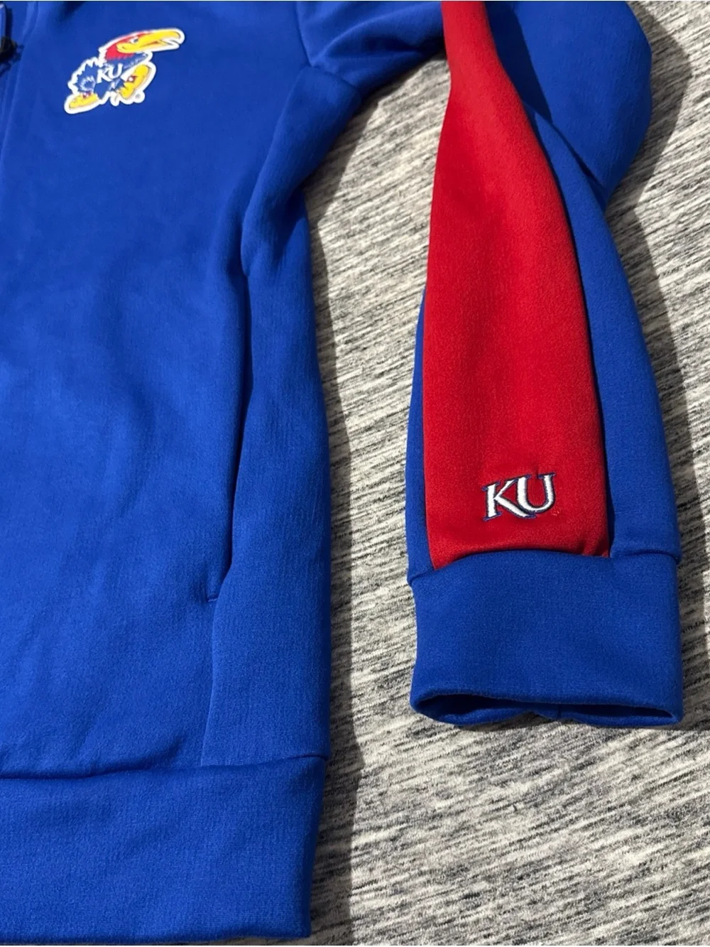 adidas Blue and Red Hooded Team Jacket KU Jayhawks